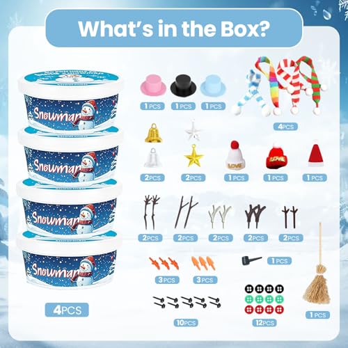 Zaycca 4Pack Stocking Stuffers for KidsBuild Snowman KitChristmas Craft Gifts with AirDry Modeling Clay Creative Toys for Christmas Games Holiday Fun for Boys Girls - Image 5