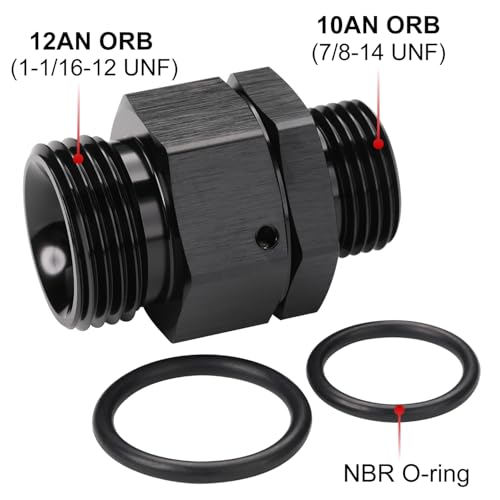 Podavelle 10AN 10 ORB Male to 12AN 12 ORB Male Swivel Union Fitting Adapter Coupler Aluminum Black - Image 3
