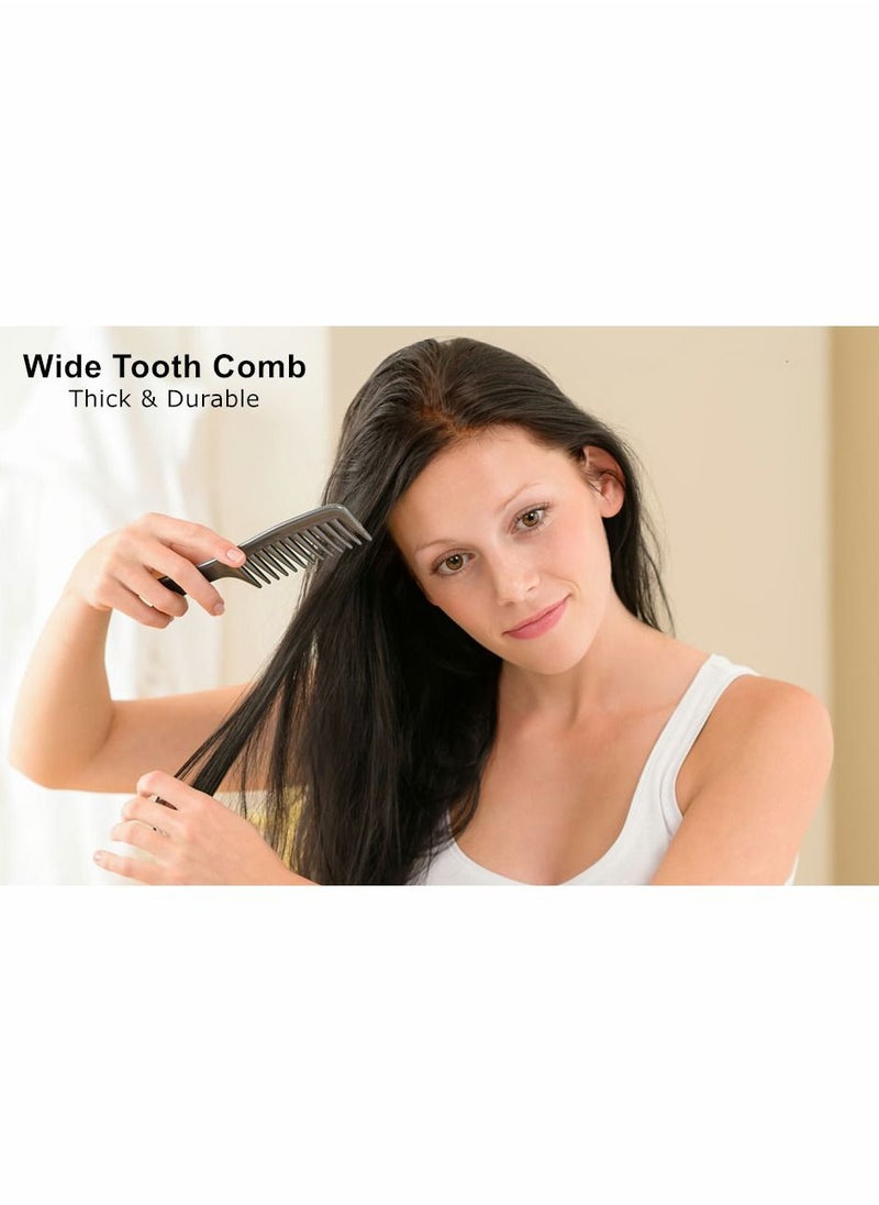 Y&D - Wide Tooth Comb and Large Hair Detangling Durable Brush for Best Styling Professional Care Suitable Curly Long Wet in all Types (Black+White+Blue) - Image 1