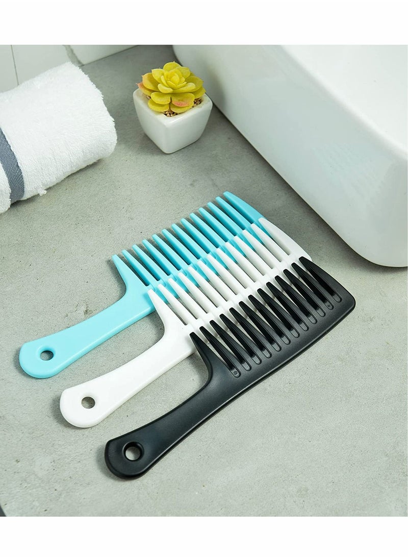 Y&D - Wide Tooth Comb and Large Hair Detangling Durable Brush for Best Styling Professional Care Suitable Curly Long Wet in all Types (Black+White+Blue) - Image 1