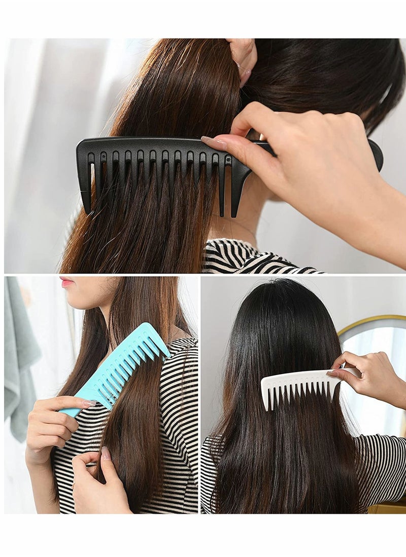 Y&D - Wide Tooth Comb and Large Hair Detangling Durable Brush for Best Styling Professional Care Suitable Curly Long Wet in all Types (Black+White+Blue) - Image 1