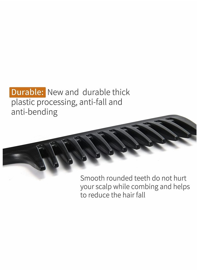 Y&D - Wide Tooth Comb and Large Hair Detangling Durable Brush for Best Styling Professional Care Suitable Curly Long Wet in all Types (Black+White+Blue) - Image 1