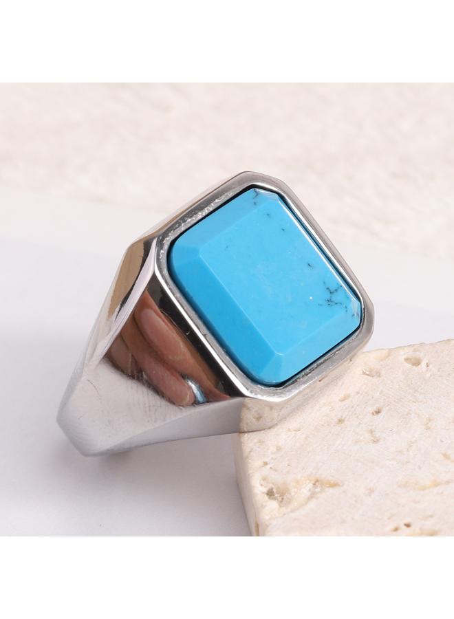 304 Stainless Steel Titanium Steel Ring Fashion Simple Square Inlaid Glass Stone Finger Temperament Joker Ring
