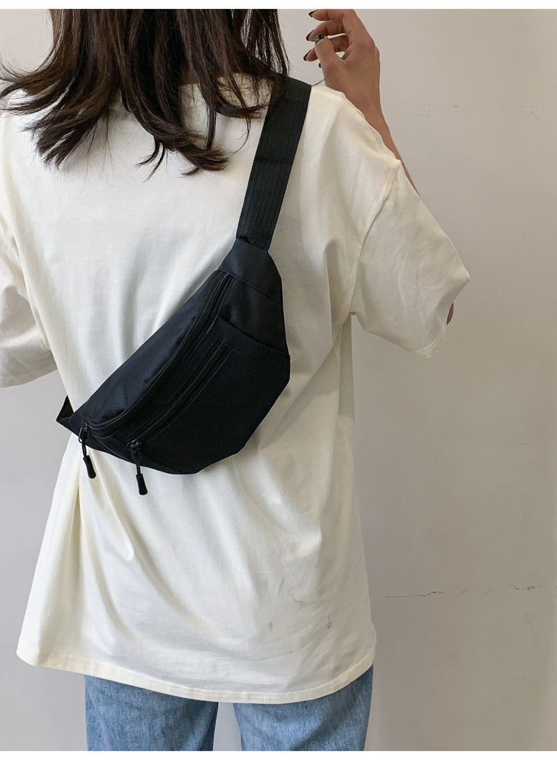 Men's and women's waist bags, cross-body waist bags, travel walking, running, hiking and cycling waist bags, easy to carry any mobile phone, wallet (black) - Image 2