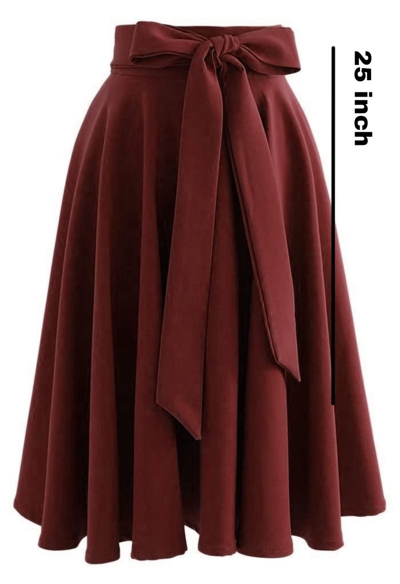 JANAK Creation Women's Poly Crepe Skirt (Maroon) - Image 2