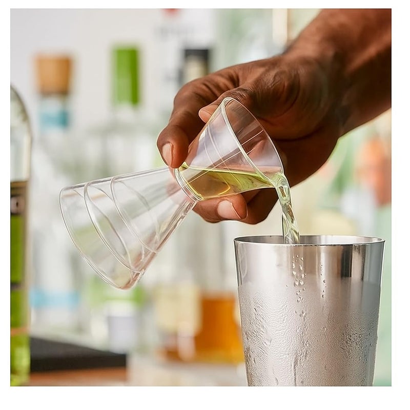 Franmara Clear Plastic Super Double Jigger Shot Glass Mixed Drink Measurer - Image 3