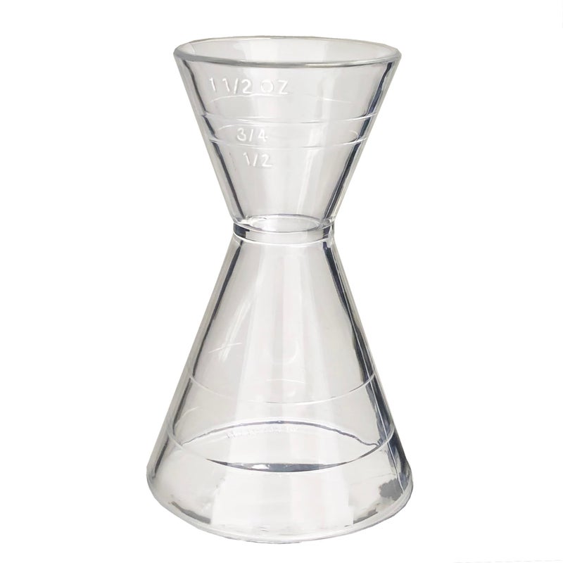 Franmara Clear Plastic Super Double Jigger Shot Glass Mixed Drink Measurer - Image 1