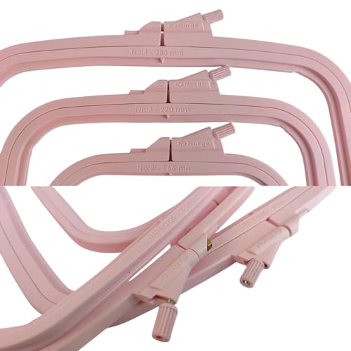 Nurge Square Embroidery Hoop - Plastic Cross Stitch Frame for Needlepoint & Embroidery - Adjustable Craft Hoop - Pink - Set of 3 - Image 2