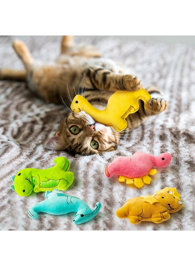 MALLMALL6 5Pcs Dinosaur Catnip Toys for Cat, Indoor Cat Chew Bite Bunny Kick Plush Catmint Pet Toys Supplies for Cat Lover Gifts, Interactive Cat Toy with Cute Expression for Pet Presents - Image 4