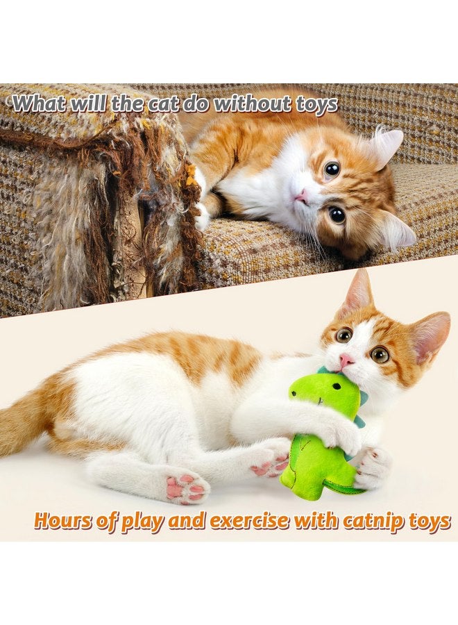 MALLMALL6 5Pcs Dinosaur Catnip Toys for Cat, Indoor Cat Chew Bite Bunny Kick Plush Catmint Pet Toys Supplies for Cat Lover Gifts, Interactive Cat Toy with Cute Expression for Pet Presents - Image 5