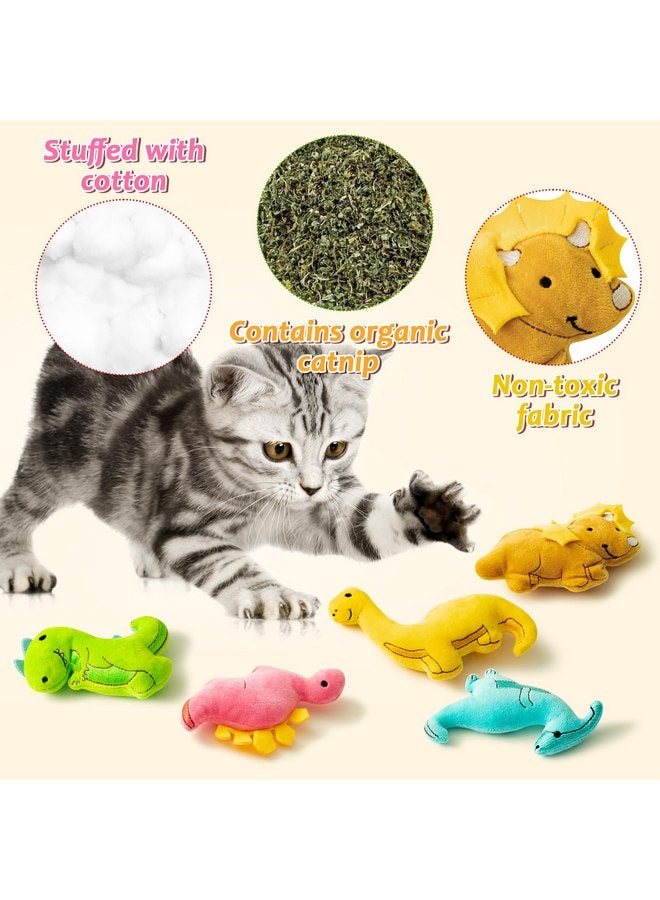 MALLMALL6 5Pcs Dinosaur Catnip Toys for Cat, Indoor Cat Chew Bite Bunny Kick Plush Catmint Pet Toys Supplies for Cat Lover Gifts, Interactive Cat Toy with Cute Expression for Pet Presents - Image 3
