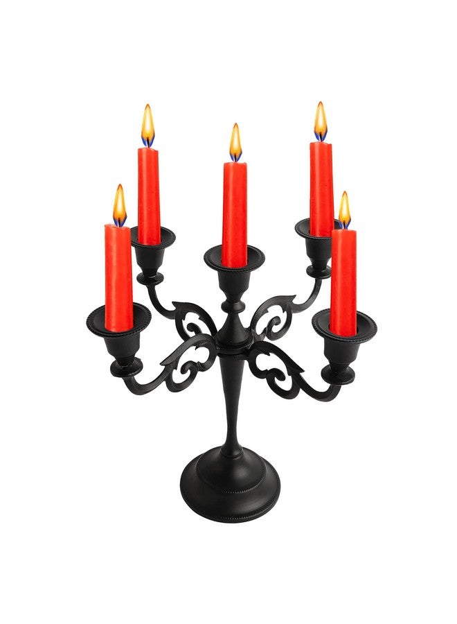 Rely+ 5 Arm Candelabra 10 Inch Tall Matte Black Taper Candle Holders Elegant Candle Stands and Candlesticks Holders for Christmas Decor Wedding Parties Dining Table Centerpiece - Image 1