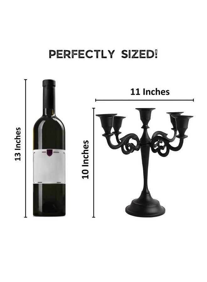 Rely+ 5 Arm Candelabra 10 Inch Tall Matte Black Taper Candle Holders Elegant Candle Stands and Candlesticks Holders for Christmas Decor Wedding Parties Dining Table Centerpiece - Image 3