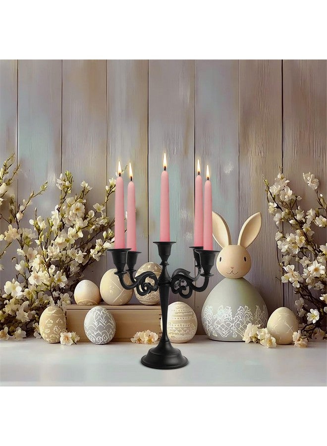 Rely+ 5 Arm Candelabra 10 Inch Tall Matte Black Taper Candle Holders Elegant Candle Stands and Candlesticks Holders for Christmas Decor Wedding Parties Dining Table Centerpiece - Image 2