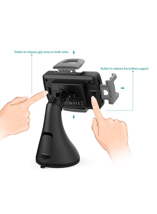 NIBEMINENT 3-Coil Fast Wireless Charging Car Mount Black - Image 3