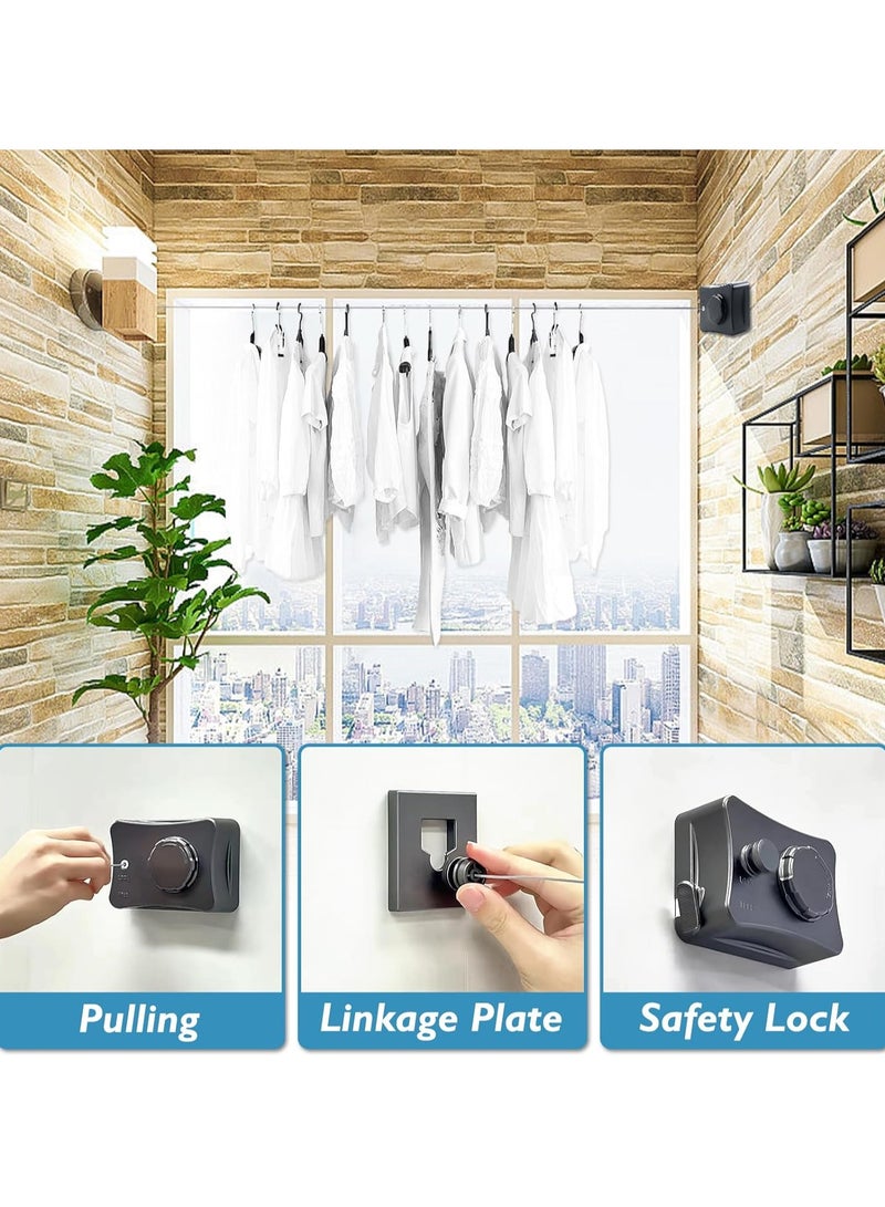 Retractable Clothesline,Wall-Mounted Indoor Clothes Line for Hanging Dry and Wet Clothes on Heavy Duty Outdoor Clothing Lines 200inch (Black) - Image 2