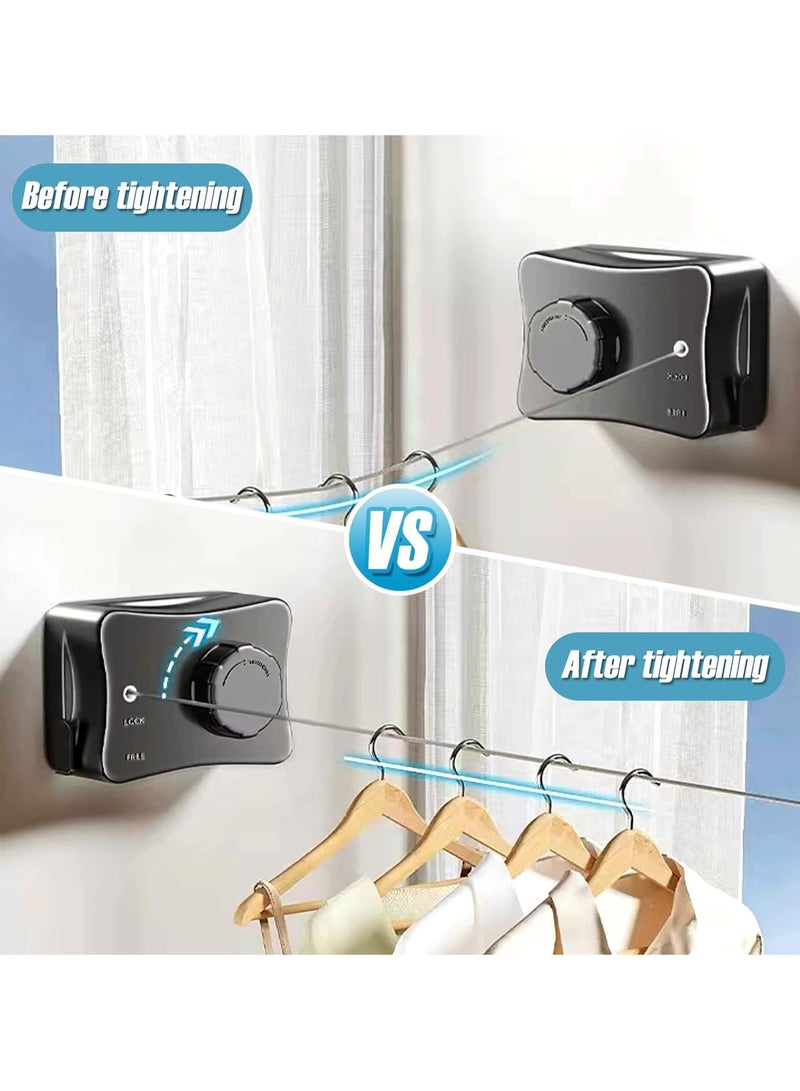 Retractable Clothesline,Wall-Mounted Indoor Clothes Line for Hanging Dry and Wet Clothes on Heavy Duty Outdoor Clothing Lines 200inch (Black) - Image 5
