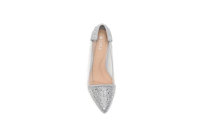 Cuple Embellished heeled pump with clear side panel