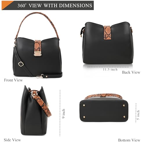 ADISA shoulder bag for women and girls handbag with snake print sling belt (AD4086-BLA) - Image 2