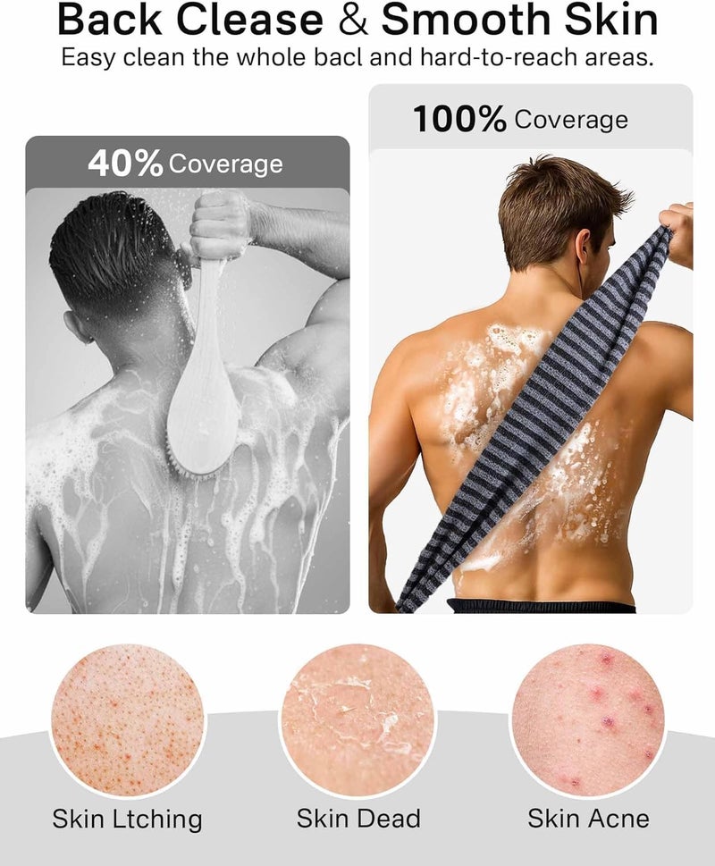 Yiclick 2 Pack Exfoliating Washcloth Towel - Body Scrubber Exfoliator, Loofah Sponge, Korean & Japanse & African Net Sponge Rag - Back Scrubber Washer for Use in Shower Bath Multi-color available build - Image 4