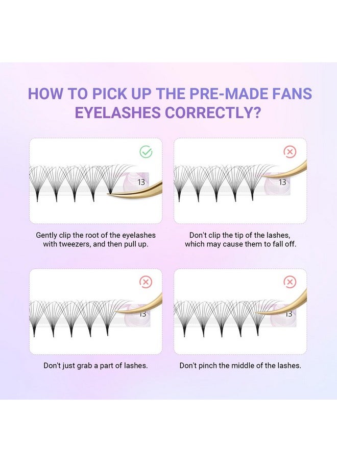 NAGARAKU NAGARAKU Premade Fans Eyelash Extensions Thin Pointy Base 10D Volume Sharp Narrow Stem 0.07mm D curl 9-14mm Mix Clusters Russian Pre Fanned Fluffy Matte Black  - Image 4