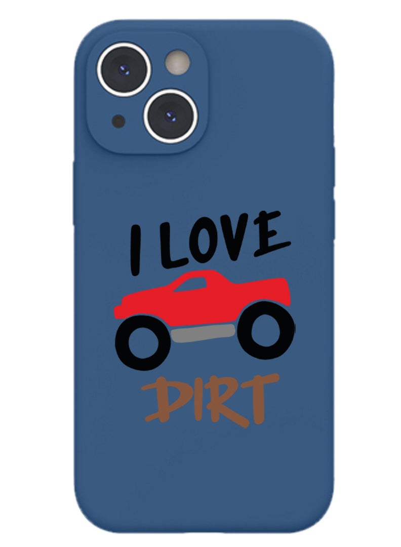 Theodor Protective Slim Fit Case Liquid Silicone Cover with Full Body Protection Anti-Scratch Shockproof Case For iPhone 15 Blue  - I love the world - Image 1