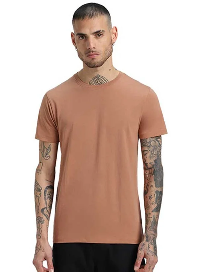 Veirdo Veirdo Pure Cotton Regular Fit Cork Half Sleeve T-Shirt For Men