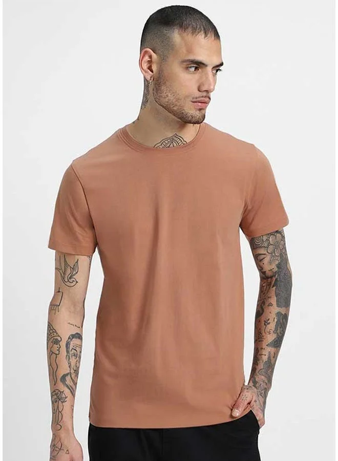 Veirdo Veirdo Pure Cotton Regular Fit Cork Half Sleeve T-Shirt For Men