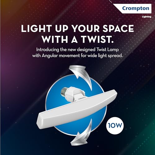 Crompton Twist - T LED Lamp, 10 w (Cool Day Light), Better Light Spread across all corners of the room Angular movement helps direct light more uniformly High Voltage Protection | (Pack of 2). - Image 3