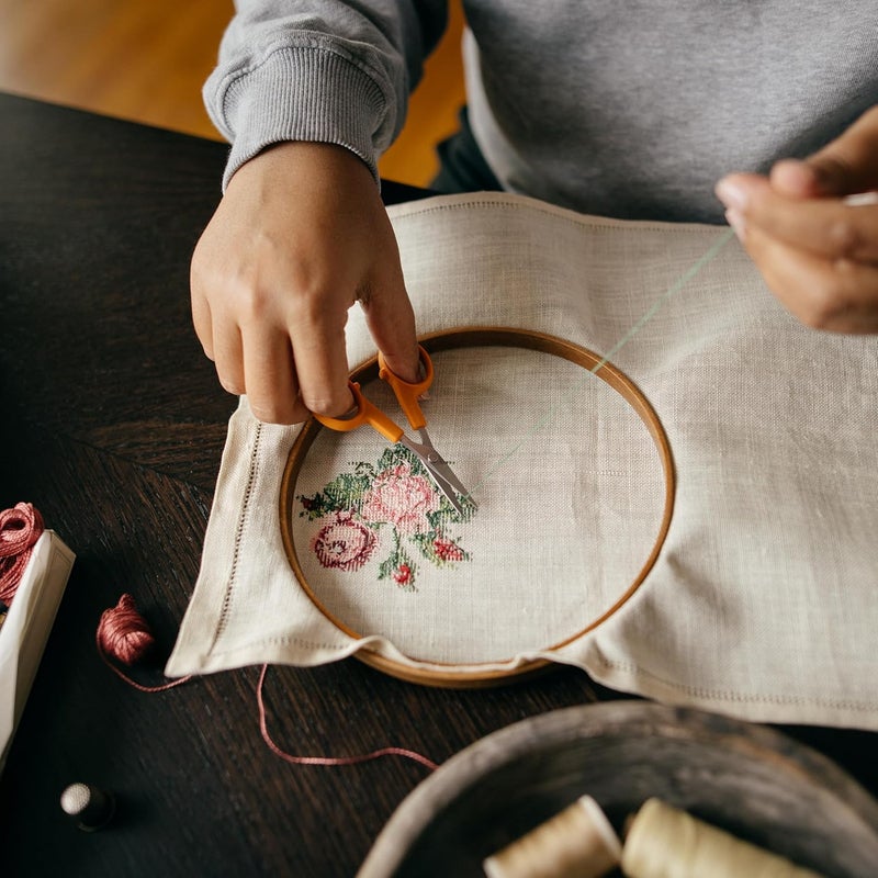 Fiskars OrangeHandled Straight Detail Scissors Stainless Steel Blades Ambidextrous Doubleloop Handle - Image 3