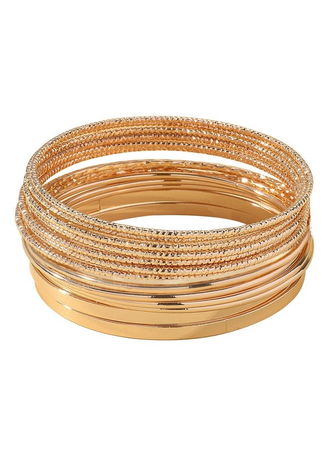 وهاواي 14pcs Gold Bangle Bracelets for Women,14K Gold Plated Boho Multi Stackable Textured Bangle Bracelets For Women Girls Jewelry Gifts - Image 3