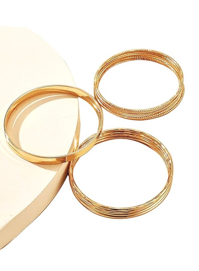 وهاواي 14pcs Gold Bangle Bracelets for Women,14K Gold Plated Boho Multi Stackable Textured Bangle Bracelets For Women Girls Jewelry Gifts - Image 4