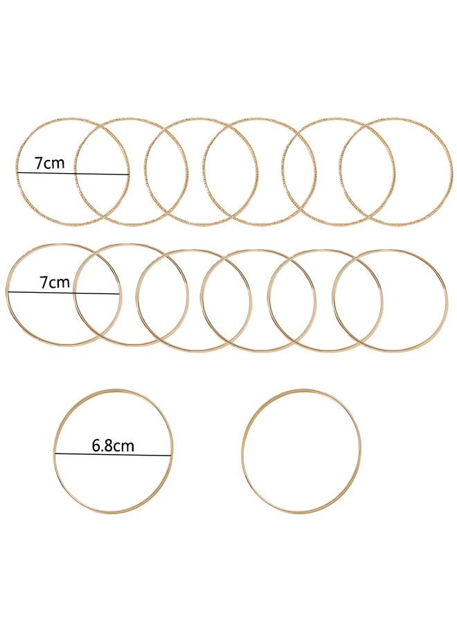 وهاواي 14pcs Gold Bangle Bracelets for Women,14K Gold Plated Boho Multi Stackable Textured Bangle Bracelets For Women Girls Jewelry Gifts - Image 2