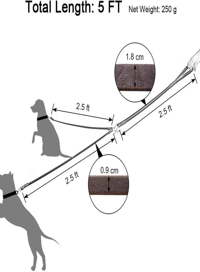 Hachiko:-Heavy Duty Double No Tangle Leather Dog Leads(Large,Brown) - Image 3