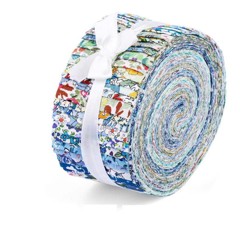 Ftyiwu 45 Pcs Fabric Jelly Rolls, Jelly Roll Strips for Quilting, Patchwork Craft Cotton Quilting Fabric, Plain Weave Cotton for Sewing Project (Blue Series) - Image 1
