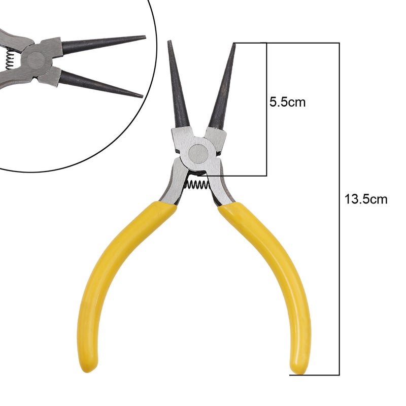 Handmade DIY Tool Pliers Multifunctional Punching Pliers Jewelry Toothless Pointed Nose Pliers Oblique Wire Cutting Pliers Hardware Tools #46 yellow handle long double round pliers 