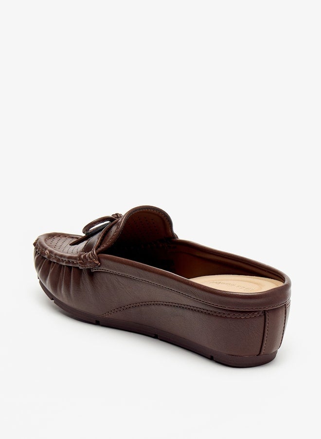 Le Confort Women Laser Cut Slip-On Mules with Bow Detail  - Image 2
