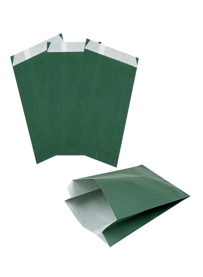 Restaurantware Bag Tek 4.3 x 1.6 x 6.3 Inch Paper Bags For Snacks 100 Durable French Fry Bags - Disposable Greaseproof Paper Forest Green Snack Bags For Popcorn Cookies Or Fries - Image 1