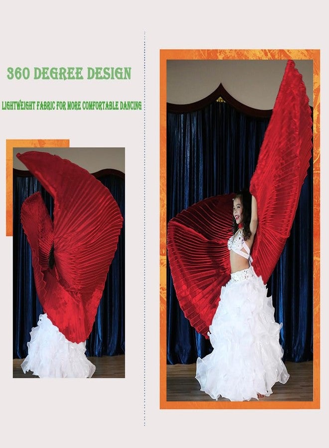 Nimiman Belly Dance Isis Wings for Halloween Christmas Decorations Belly Dance Costume Wing with Sticks (Red) - Image 3