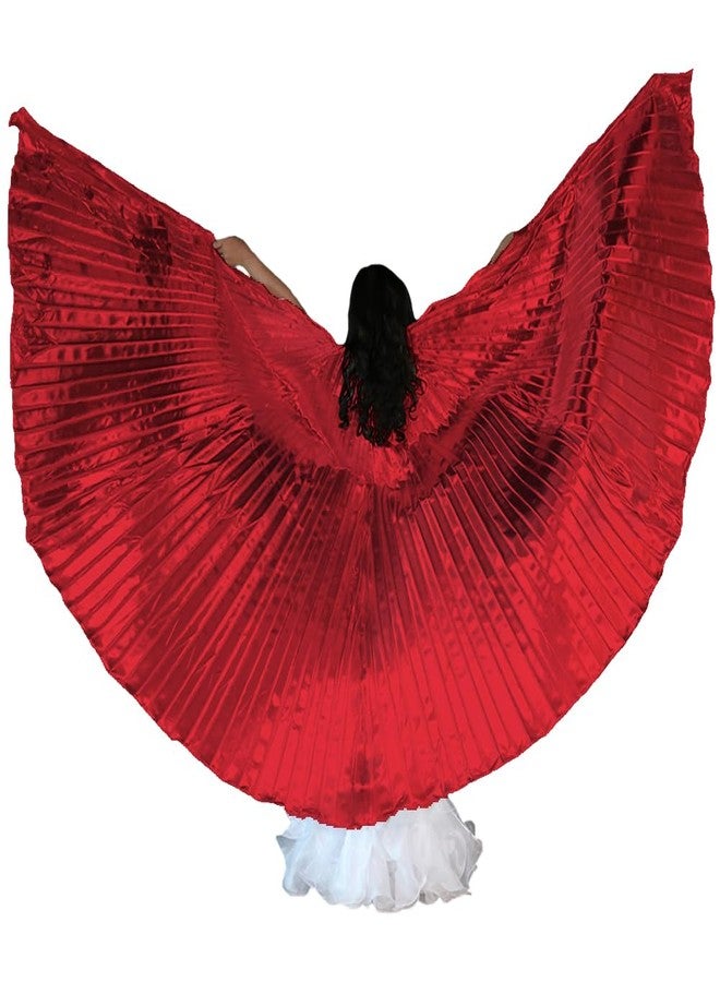 Nimiman Belly Dance Isis Wings for Halloween Christmas Decorations Belly Dance Costume Wing with Sticks (Red) - Image 1