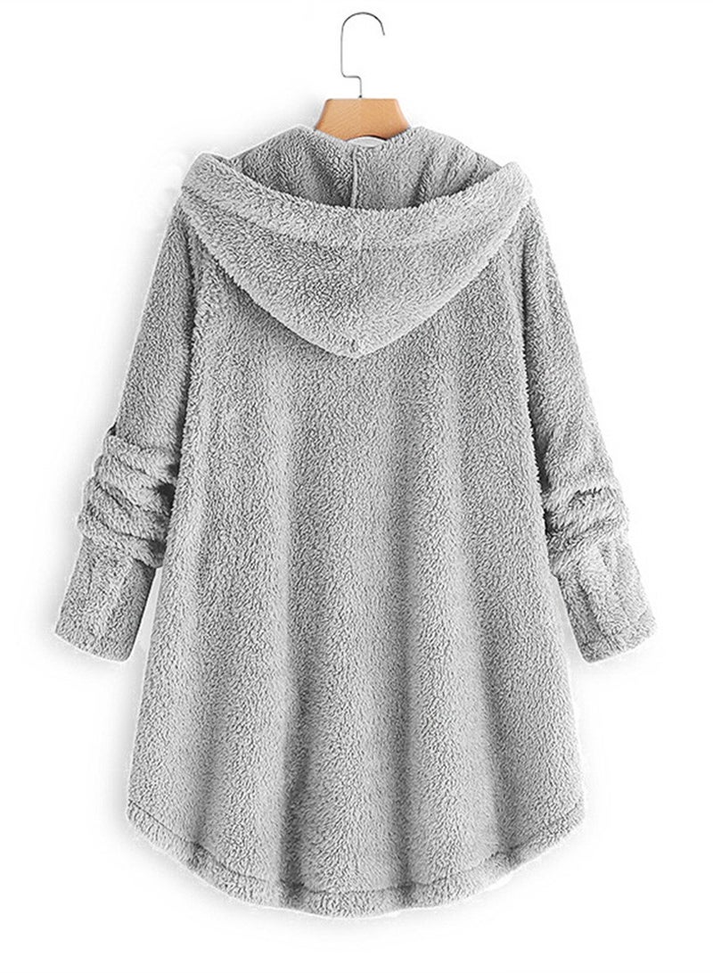 Loquat Fashion Women's Padded Jacket Hooded Long Jacket Casual Warm Padded Jacket Grey  - Image 2