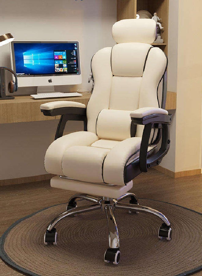 رافين كرسي مكتب تنفيذي بتصميم عصري ومريح مع مسند للقدمين، ظهر مرتفع من جلد PU، كرسي كمبيوتر دوّار وقابل للإمالة، ارتفاع قابل للتعديل، دوران 360°، دعم أسفل الظهر، مقعد مبطن ومريح للاستخدام المنزلي والمكتبي، 114 × 78 × 49 سم - Image 2