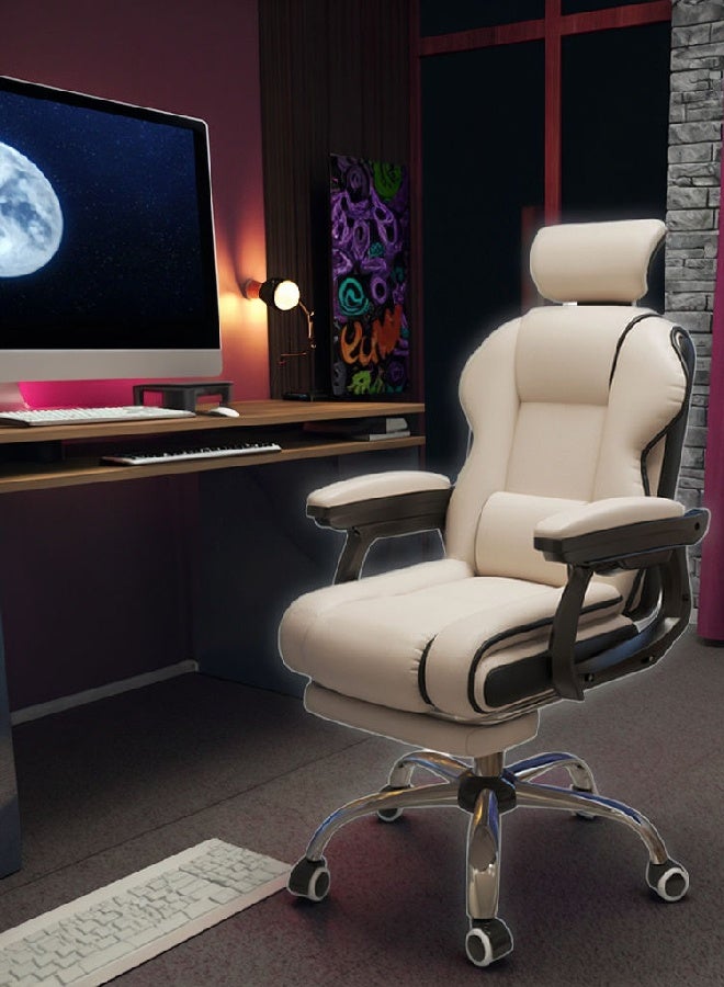 رافين كرسي مكتب تنفيذي بتصميم عصري ومريح مع مسند للقدمين، ظهر مرتفع من جلد PU، كرسي كمبيوتر دوّار وقابل للإمالة، ارتفاع قابل للتعديل، دوران 360°، دعم أسفل الظهر، مقعد مبطن ومريح للاستخدام المنزلي والمكتبي، 114 × 78 × 49 سم - Image 3