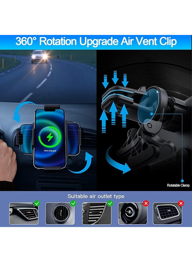 KASTWAVE Wireless Car Charger For Galaxy Z Fold 5/4/3, 15W Fast Charging Car Mount, Air Vent Charging Car Phone Holder - Image 5