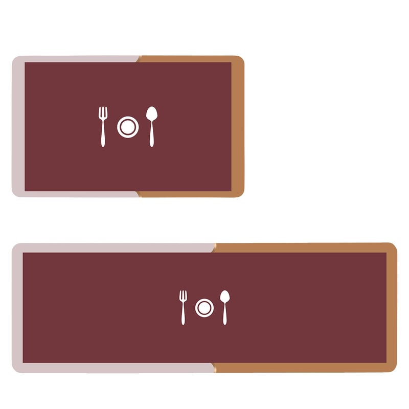 Status Contract Set of Runner Mat Kitchen Decor AntiSkid Rubber Kitchen Floor Mat Napa Skin Super Absorbent Non Slip Mat Floor Rug Waterproof Kitchen Mat Brown RR120x40DM38x58 CM - Image 3