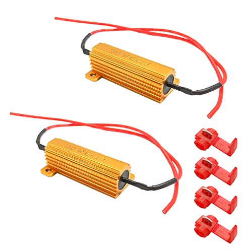 2PCS 50W 6Ohm LED Load Resistors Fix LED Bulb Hyper Flash Turn Signal Blink Error Code LED License Plate Light or DRL
