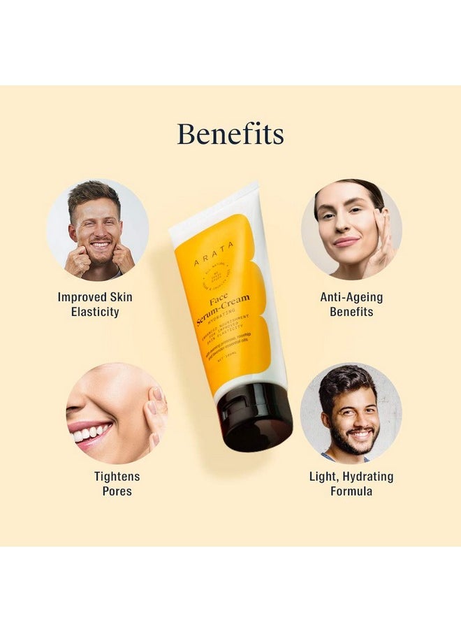 Arata Zero Chemicals - Arata Natural Hydrating Anti-Ageing Face Serum-Cream With Evening Primrose, Rosehip & Lavender Essential Oils For Skin Elasticity For Women & Men || All Natural, Vegan & Cruelty Free (100 Ml) - Image 1