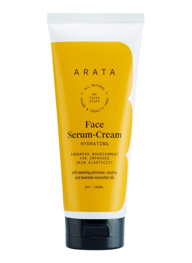 Arata Zero Chemicals - Arata Natural Hydrating Anti-Ageing Face Serum-Cream With Evening Primrose, Rosehip & Lavender Essential Oils For Skin Elasticity For Women & Men || All Natural, Vegan & Cruelty Free (100 Ml) - Image 1