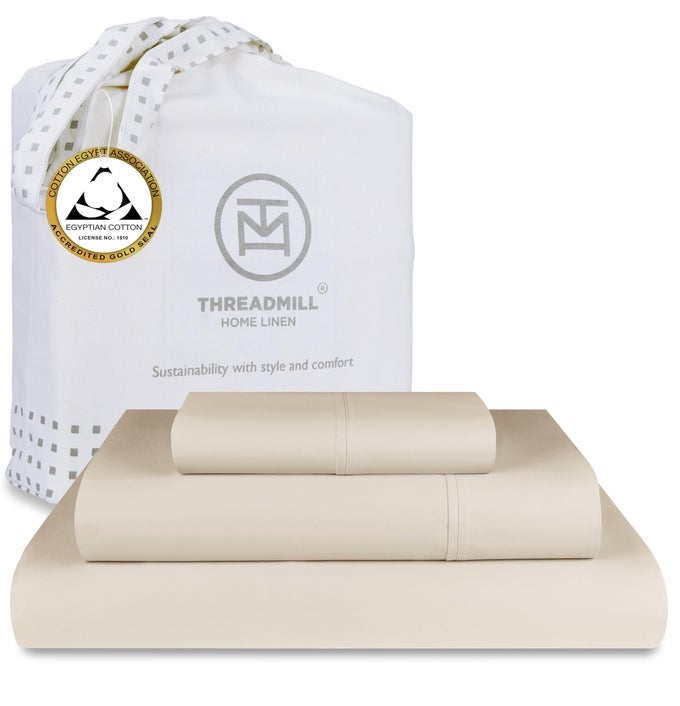 EGYPTIAN COTTON TWIN XL SHEET SET 100 CERTIFIED EGYPTIAN COTTON SHEETS FOR TWIN XL SIZE BED SATEEN TWIN XL BED SHEETS SET DEEP POCKET SOFT HOTEL 3PIECE COOLING SHEET SET BEIGE