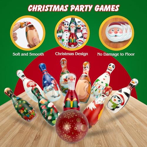 AORZIT Christmas Bowling Set for Kids Toddler Party Supplies, Christmas Bowling Game for Kids Bowling Pins Bowling Balls for Family Indoor Outdoor Party Games Kids Party Decor, Winter Holiday Games for Kids - Image 4
